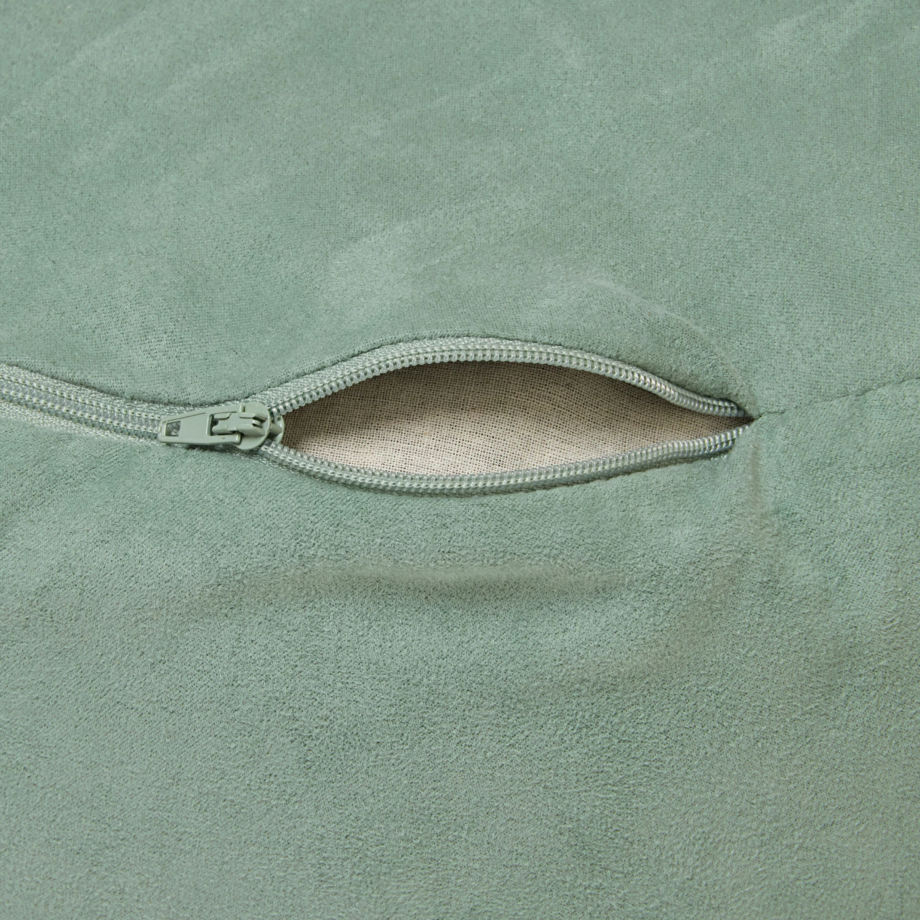 Gaiam Zafu Meditation Cushion Sage zipper closeup